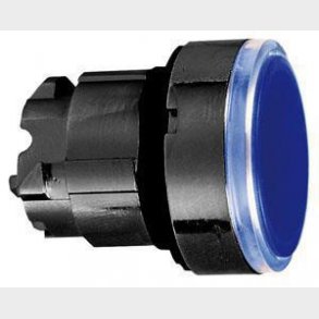 Harmony lampetrykhoved i sort metal for LED med fjeder-retur og plan trykflade i bl� farve