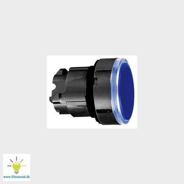 Harmony lampetrykhoved i sort metal for LED med fjeder-retur og plan trykflade i bl farve