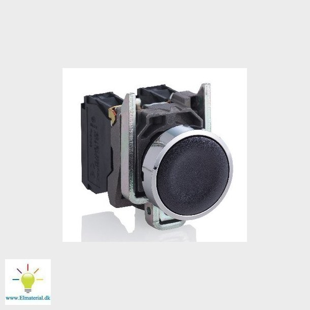 Harmony trykknap komplet med fjeder-retur og plan trykflade i sort farve 1xNO, XB4BA21