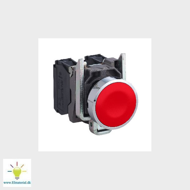 Harmony trykknap komplet med fjeder-retur og plan trykflade i rd farve 1xNC, XB4BA42