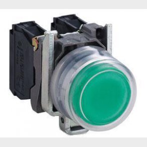 Harmony tryckknapp komplett med fjäderretur i grön färg och transparent silikonskydd 1xNO, XB4BP31