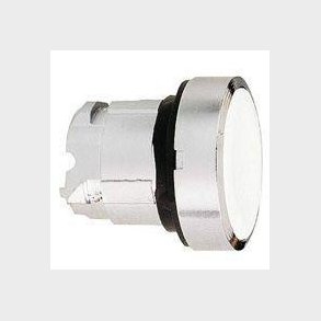 Harmony trykknaphoved i metal med fjeder-retur og plan trykflade i hvid farve