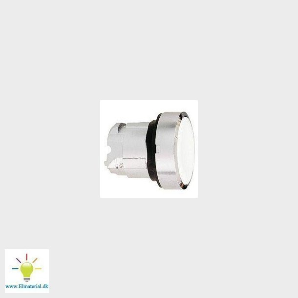 Harmony trykknaphoved i metal med fjeder-retur og plan trykflade i hvid farve