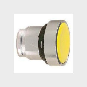 Harmony trykknaphoved i metal med fjeder-retur og plan trykflade i gul farve