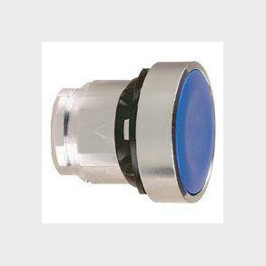 Harmony trykknaphoved i metal med fjeder-retur og plan trykflade i bl� farve