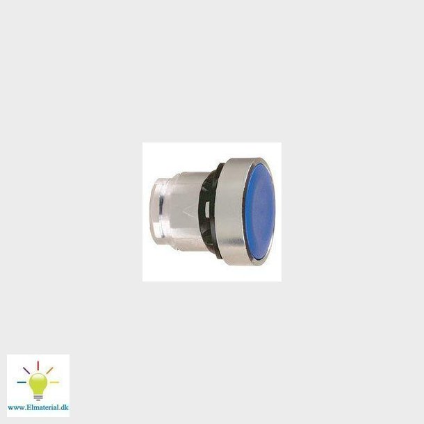 Harmony trykknaphoved i metal med fjeder-retur og plan trykflade i bl farve