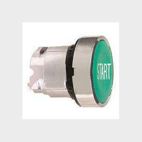 Harmony trykknaphoved i metal med fjeder-retur og plan trykflade i gr�n farve med hvidt 