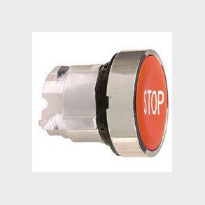 Harmony trykknaphoved i metal med fjeder-retur og plan trykflade i r�d farve med hvidt 