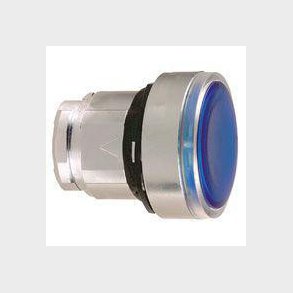 Harmony trykknaphoved i metal for LED med fjeder-retur og is�tning af label under den bl� trykflade