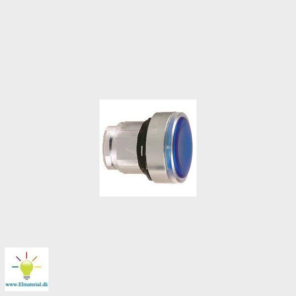 Harmony trykknaphoved i metal for LED med fjeder-retur og istning af label under den bl trykflade