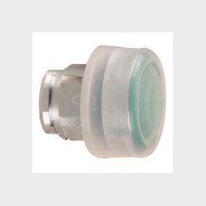 Harmony trykknaphoved i metal med klar silikoneh�tte og fjeder-retur med oph�jet trykflade i gr�n fa