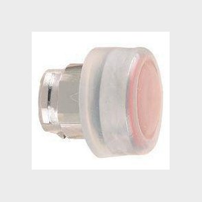 Harmony trykknaphoved i metal med klar silikoneh�tte og fjeder-retur med oph�jet trykflade i r�d far