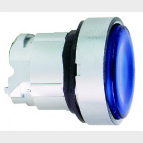 Harmony lampetrykhoved i metal for LED med fjeder-retur og plan trykflade i bl� farve