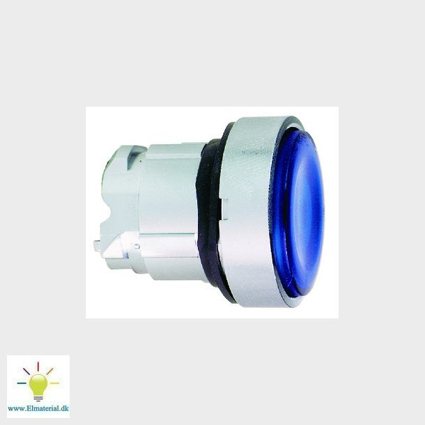 Harmony lampetrykhoved i metal for LED med fjeder-retur og plan trykflade i bl farve