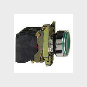 Harmony lampetryk komplet med LED og plan trykflade med fjeder-retur i gr�n farve 24VAC/DC forsyning