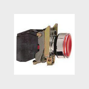 Harmony lampetryk komplet med LED og plan trykflade med fjeder-retur i r�d farve 24VAC/DC forsyning 