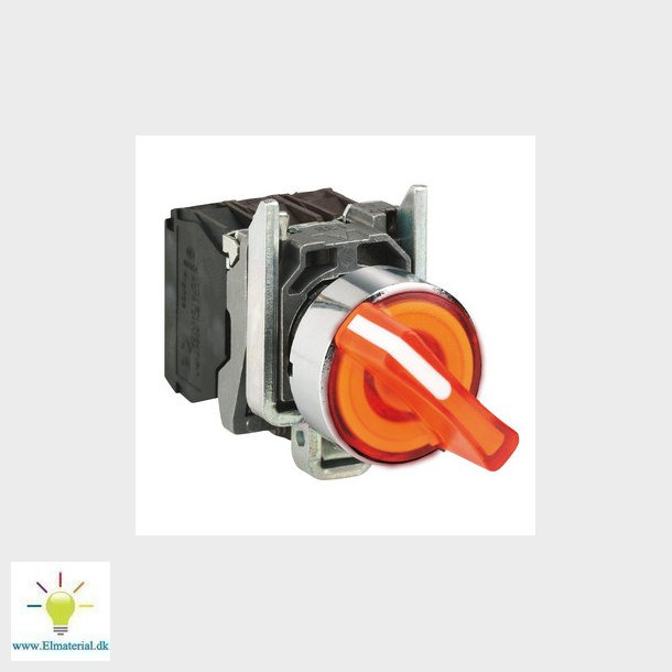 Harmony drejeafbryder komplet med LED og 2 faste positioner i orange 24VAC/DC 1xNO+1xNC, XB4BK125B5