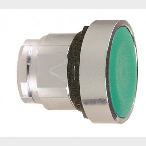 Harmony trykknaphoved i metal med fjeder-retur og plan trykflade i gr�n farve