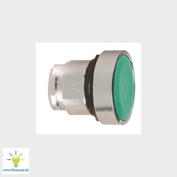 Harmony trykknaphoved i metal med fjeder-retur og plan trykflade i grn farve