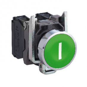 Harmony tryckknapp komplett med fjäderretur och platt tryckknapp i grönt med vitt 