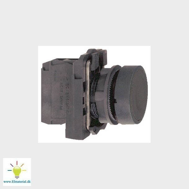 Harmony trykknap komplet med fjeder-retur og plan trykflade i sort farve 1xNO, XB5AA21