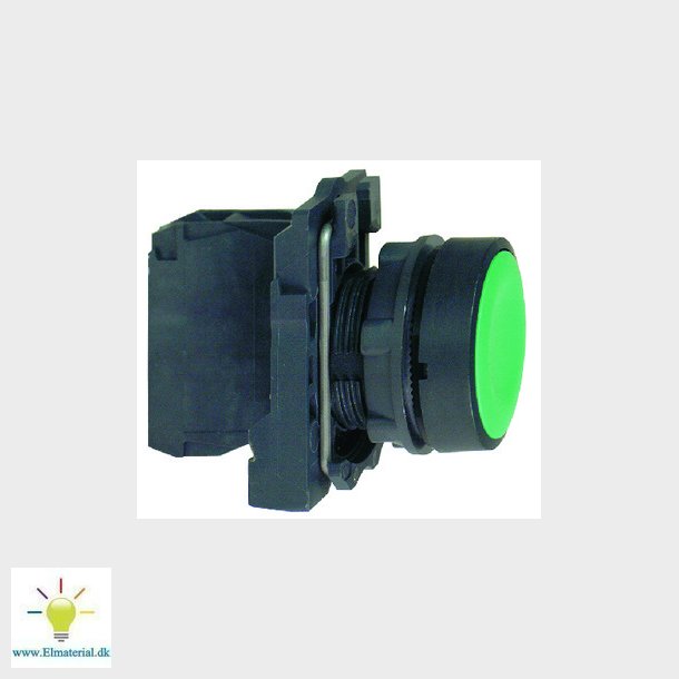 Harmony trykknap komplet med fjeder-retur og plan trykflade i grn farve 1xNO, XB5AA31