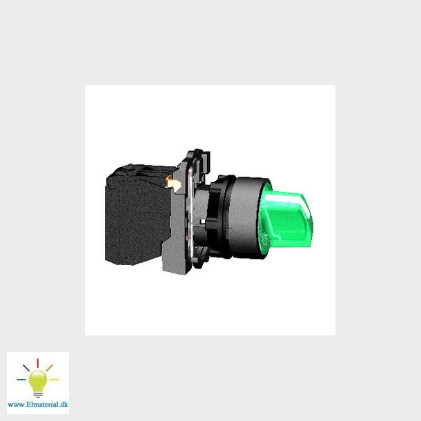 Harmony drejeafbryder komplet med LED og 2 faste positioner i grn 230-240VAC 1xNO+1xNC, XB5AK123M5
