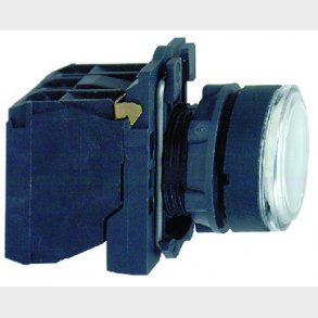 Harmony lampetryk komplet med LED og plan trykflade med fjeder-retur i hvid farve 24VAC/DC forsyning