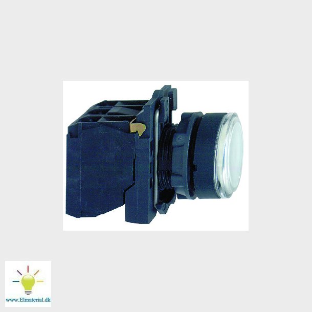 Harmony lampetryk komplet med LED og plan trykflade med fjeder-retur i hvid farve 24VAC/DC forsyning