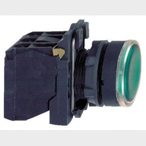 Harmony lampetryk komplet med LED og plan trykflade med fjeder-retur i gr�n farve 230-240VAC forsyni