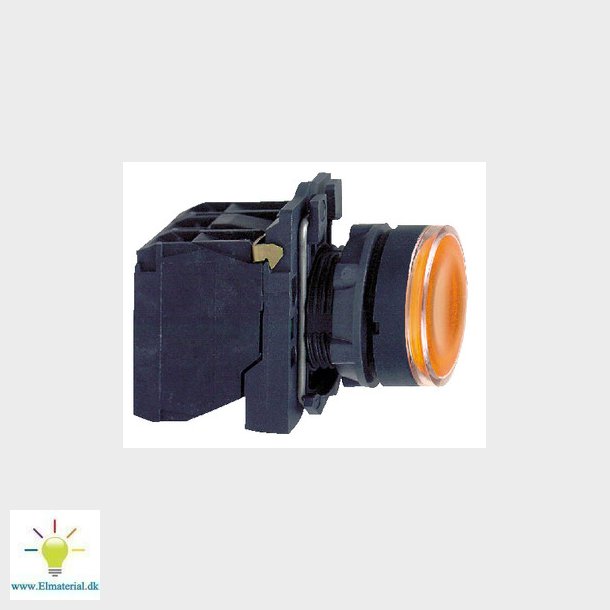 Harmony lampetryk komplet med LED og plan trykflade med fjeder-retur i orange farve 24VAC/DC forsyni