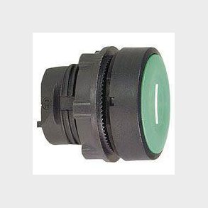 Harmony trykknapshoved i plast med fjeder-retur og plan trykflade i gr�n farve med hvidt 