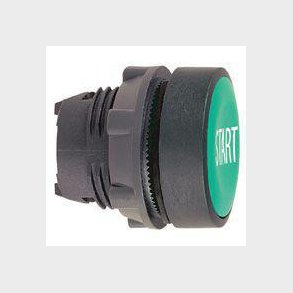 Harmony trykknapshoved i plast med fjeder-retur og plan trykflade i gr�n farve med hvidt 