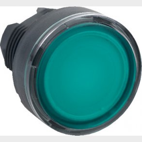 Harmony lampetrykshoved i plast for LED med fjeder-retur og plan trykflade i gr�n farve