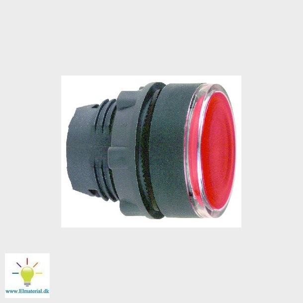Harmony lampetrykshoved i plast for LED med fjeder-retur og plan trykflade i rd farve