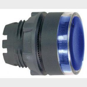 Harmony lampetrykshoved i plast for BA9s med fjeder-retur og plan trykflade i bl� farve