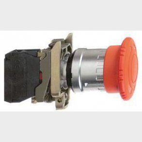 Harmony nödstopp komplett med 40 mm paddhuvud i rött med tryck/sväng-funktion och 2xNC, XB4BS8444