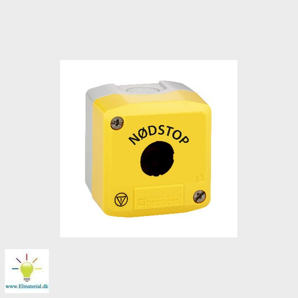 Trykknapbox tom m/1 hul gul "NDSTOP"