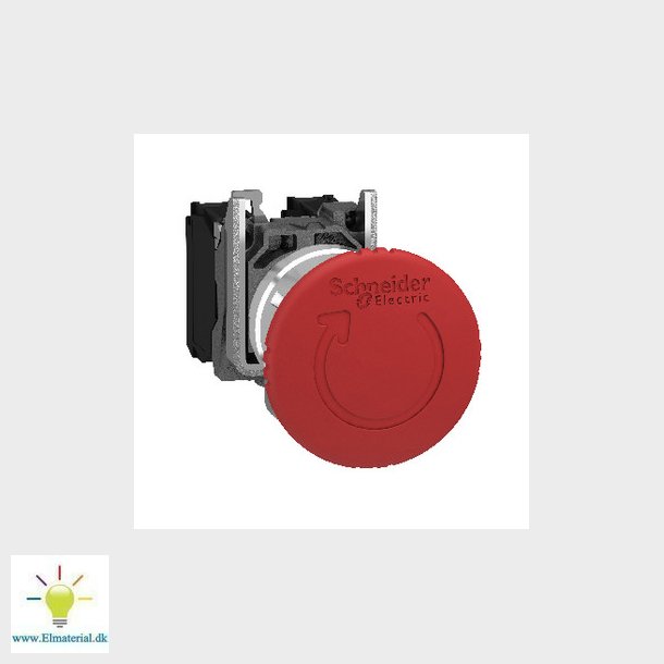 Harmony ndstop komplet med 40 mm paddehoved i rd farve med tryk/drej funktion og 1xNO+2xNC