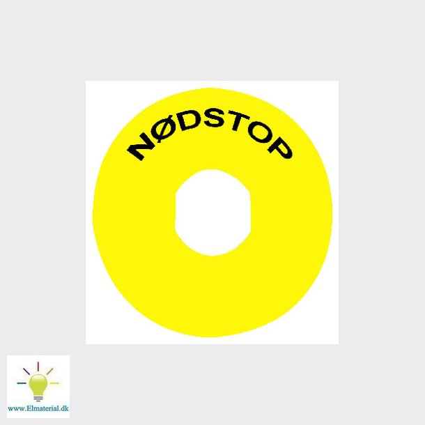Skilt 60 gul med dansk "ndstop"