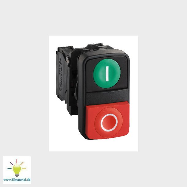Harmony dobbelt trykknap komplet med hvidt "I" p grn trykflade og hvidt "O" p rd ophjet try