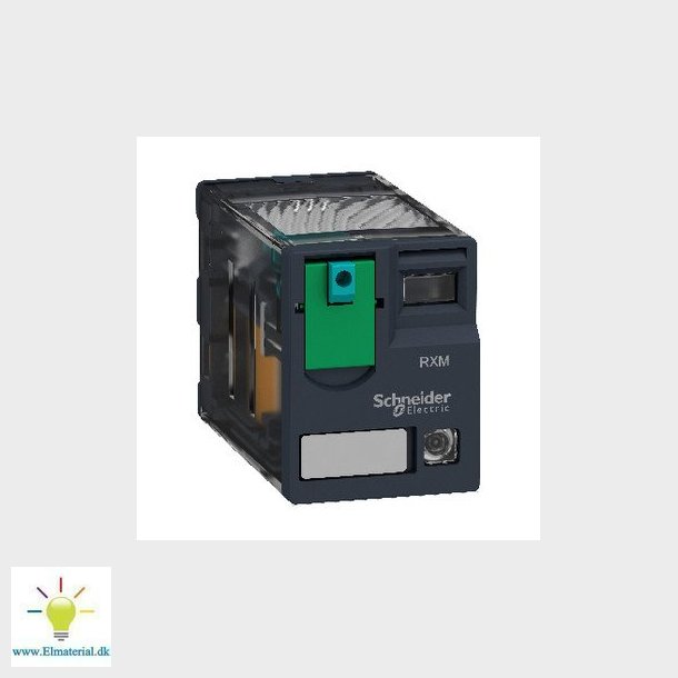 RXM stikbensrel med testknap og LED og 3 C/O kontakter p 10A og 24 VDC forsyning