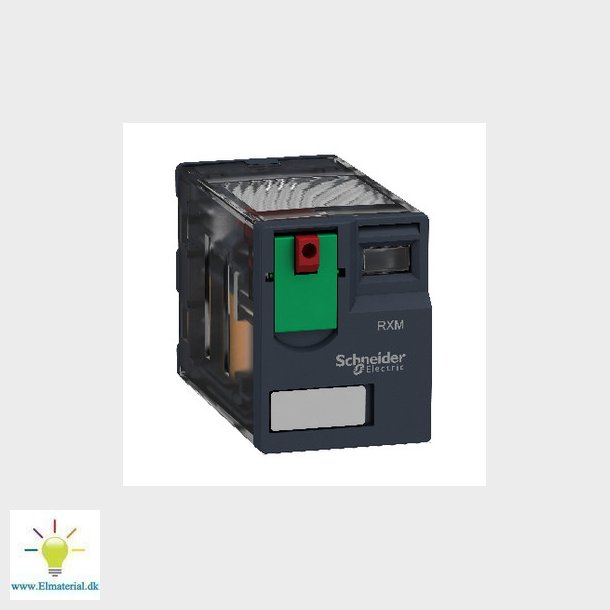 RXM stikbensrel med testknap og 4 C/O kontakter p 6A og 24 VAC forsyning