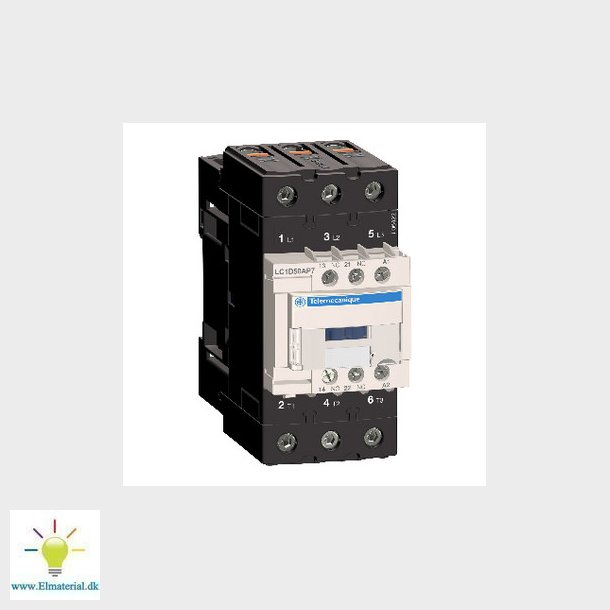 TeSys D kontaktor LC1D50AP7, 3P 50A AC-3 22kW@400V, 1NO+1NC hjlpe kontakt, 230V 50/60Hz AC spole