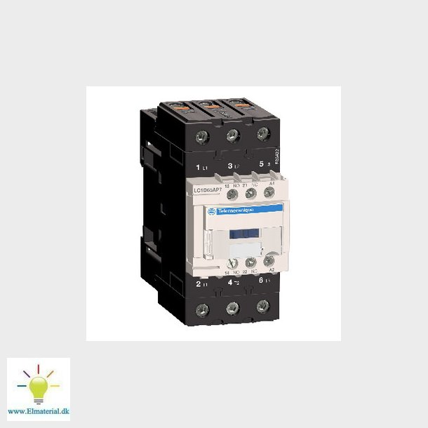 TeSys D kontaktor LC1D65AP7, 3P 65A AC-3 30kW@400V, 1NO+1NC hjlpe kontakt, 230V 50/60Hz AC spole