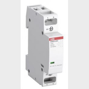 Installationskontaktor 2-polet 2NO, AC-1 20A ved 55 grader, 250V AC, styresp�nding 24V AC/DC