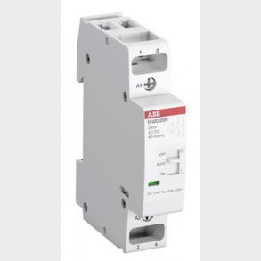 Installationskontaktor 2-polet 2NO, AC-1 20A ved 55 grader, 250V AC, med manuel omskifter (Man-O-Aut
