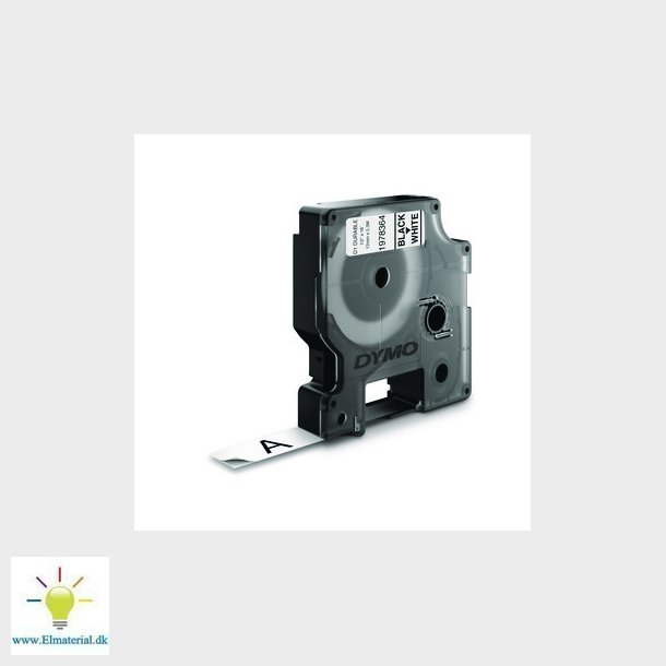 DYMO D1 Durable 12 mm x 5.5 M. Sort/Hvid