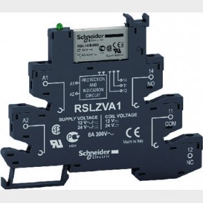 Komplet 6,2mm stikbensrel� med skrueklemmer, 1C/O 6A, AgSnO2 kontakts�t, 24VAC/DC forsyning