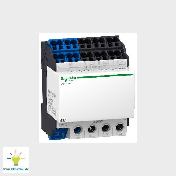 Distributionsblok 63A 4P bund tilgang